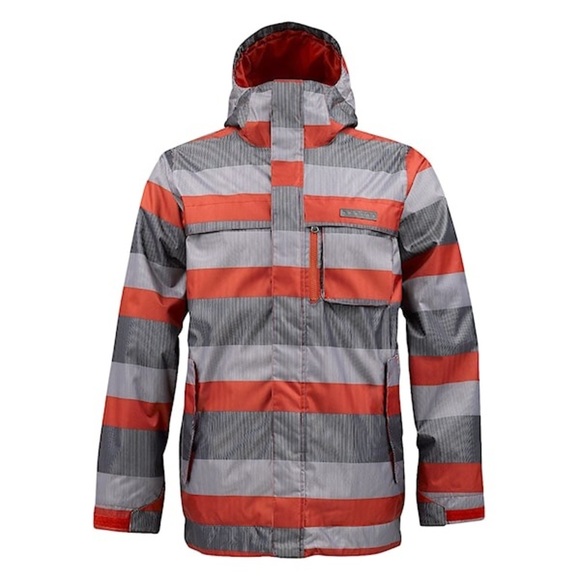 Burton Poacher Gray Multi Stripe Snowboard Jacket Size Medium - Picture 1 of 15